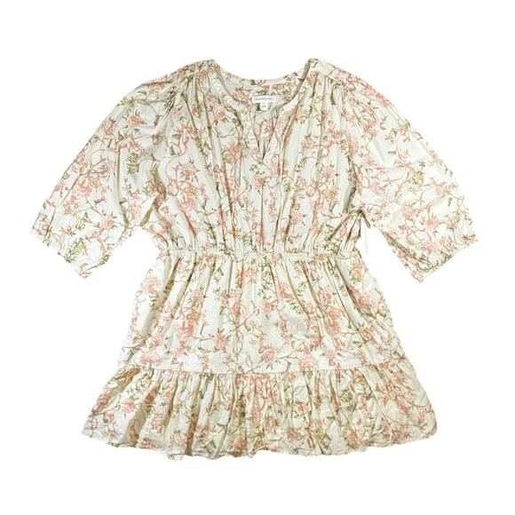 Treasure&Bond Ivory Floral Print Ruffle Hem Minidress NWT - 2X - Picture 2 of 5